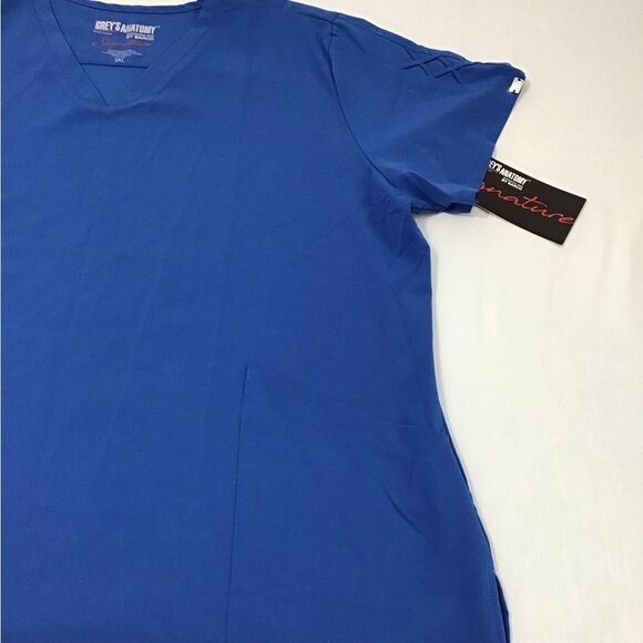 Grey’s Anatomy Uniform Top Royal Blue 3 Pocket V-Neck Laced New Size 3XL - Picture 4 of 13